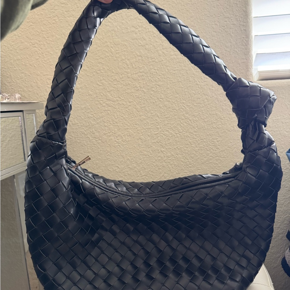 Black Woven Hobo Bag
